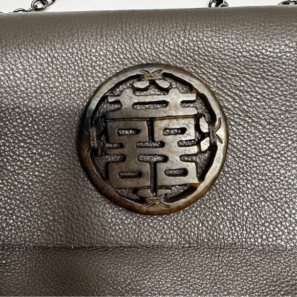 evoke Elegant brown/ charcoal Leather Crossbody mini Bag - Picture 2 of 9